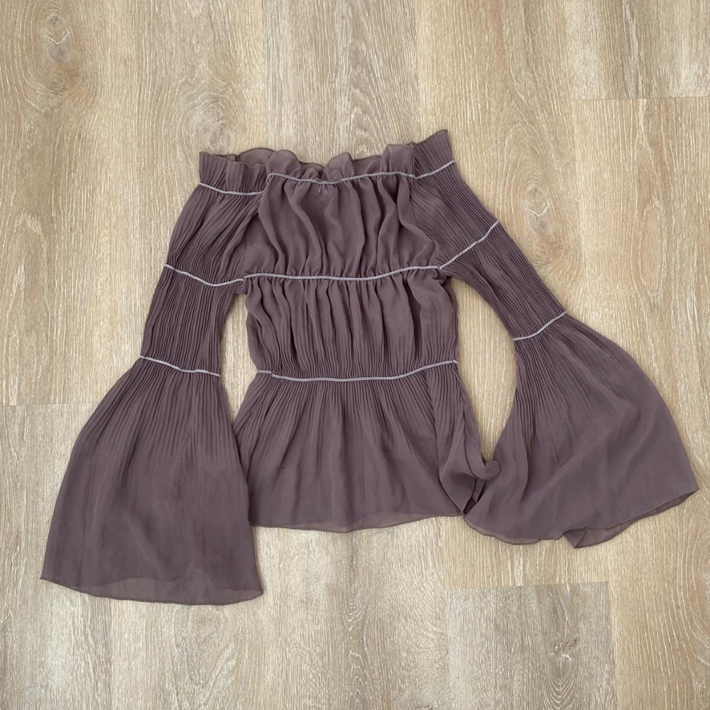 Renfaire Fantasy Elegant Brown Off-Shoulder Women's Top - Picture 10 of 10